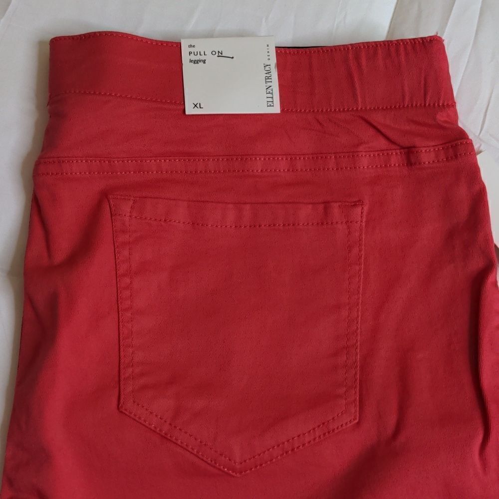 Ellen Tracy Denim XL Hot Pink The Pull On Legging in Hibiscus, NEW - Picture 2 of 11